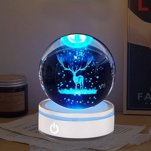 LED Light Base, 6 Colors LED Display Base for Crystals Glass Art,Show Stand with Sensitive Touch Switch for 3D Crystal Glass Art Silver Round in Saudi Arabia
