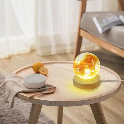 Round Led Light Wood Base, 3.94 Inch Wooden Light Stand Base Round Wooden Led Lights Display Base Wood Led Lights Display Bases for 3D Crystal Glass Resin Art (Multicolor+Yellow) in Saudi Arabia