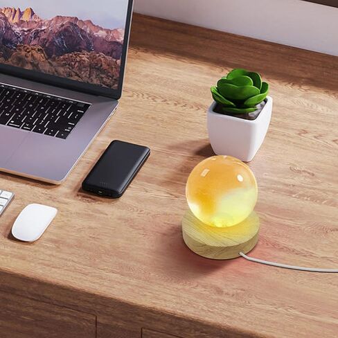 Round Led Light Wood Base, 3.94 Inch Wooden Light Stand Base Round Wooden Led Lights Display Base Wood Led Lights Display Bases for 3D Crystal Glass Resin Art (Multicolor+Yellow) in Saudi Arabia