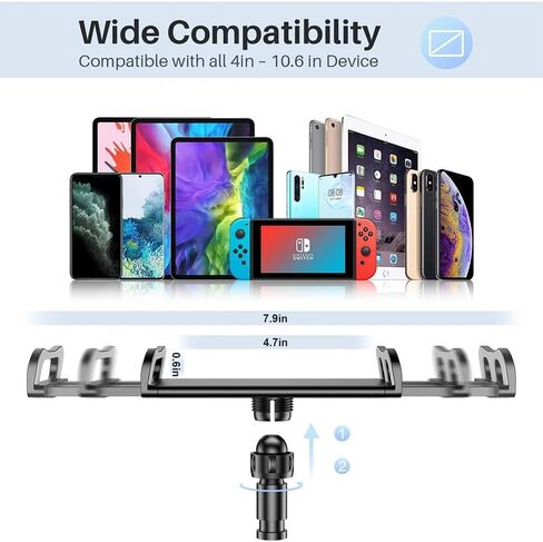 Gooseneck Tablet Holder Cell Phone Holder, Universal 360° Flexible Tablet Stand, Lazy Arm Holder Clamp Mount Bracket Bed for iPad mini/Air, Samsung Galaxy Tab and 4.7-11" Devices(Black) in Kuwait