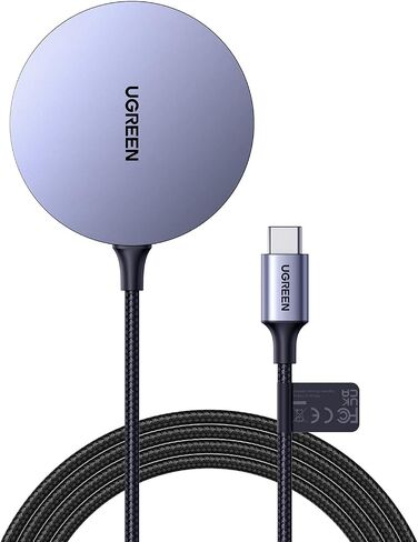 UGREEN Magnetic Wireless Charger, Portable Wireless Charging Pad with 5FT Cable Compatible with iPhone 15/15 Plus/15 Pro/15 Pro Max/14/13/12, and AirPods in Saudi Arabia