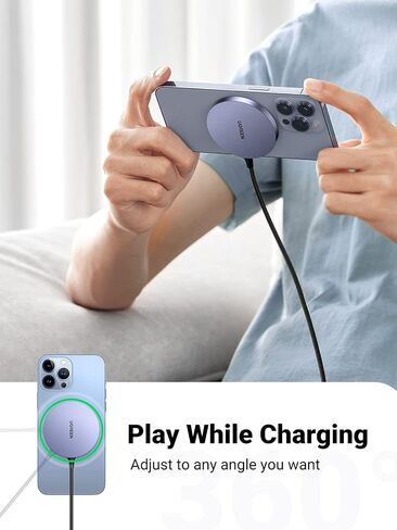 UGREEN Magnetic Wireless Charger, Portable Wireless Charging Pad with 5FT Cable Compatible with iPhone 15/15 Plus/15 Pro/15 Pro Max/14/13/12, and AirPods in Saudi Arabia