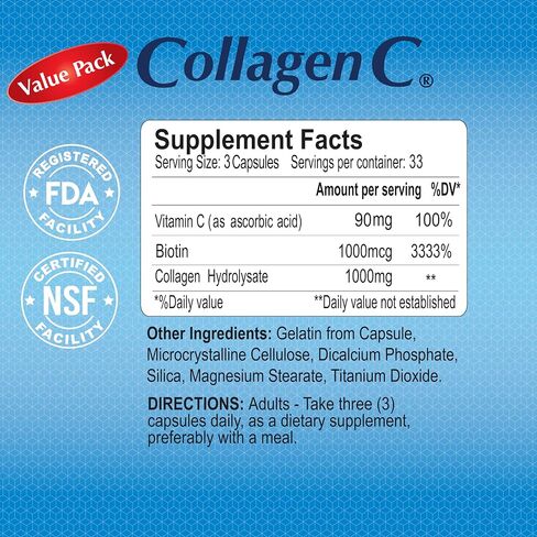 CollagenC Hydrolysate by Alfa Vitamins - Contains biotin and Vitamin C - 100 Capsules Each - 2 Pack in Saudi Arabia