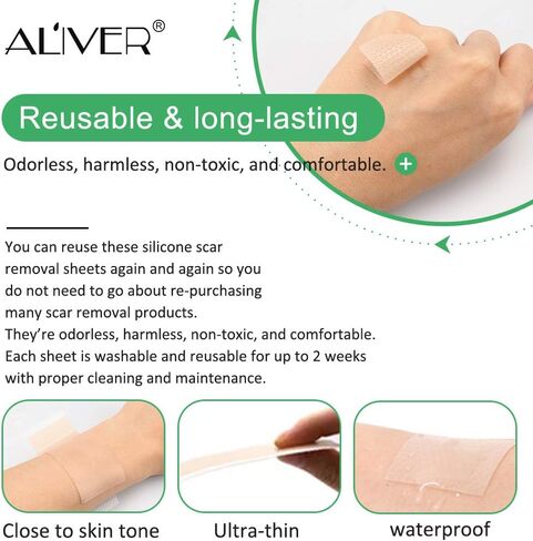 إزالة صفائح الندبات المصنوعة من السيليكون الاحترافية، علاج علامات التمدد الجراحية، حروق حب الشباب، قسم الجدرة C، والمزيد من رقع الندبات، الندبات القديمة والجديدة، رقع الندبات القابلة لإعادة الاستخدام، 3 × 1.6 × 4 (كمية تكفي 60 يومًا) in Kuwait