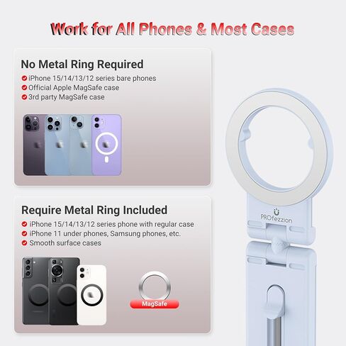 PROfezzion 2 Pack Magnetic Airplane Phone Holder for Mag Safe iPhone 16 15 14 13 12 & All Phone, 360°Rotation Travel Must Have Handsfree Phone Mount for Desk/Tray Table Travel Accessory in Kuwait