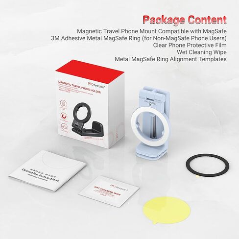 PROfezzion 2 Pack Magnetic Airplane Phone Holder for Mag Safe iPhone 16 15 14 13 12 & All Phone, 360°Rotation Travel Must Have Handsfree Phone Mount for Desk/Tray Table Travel Accessory in Kuwait