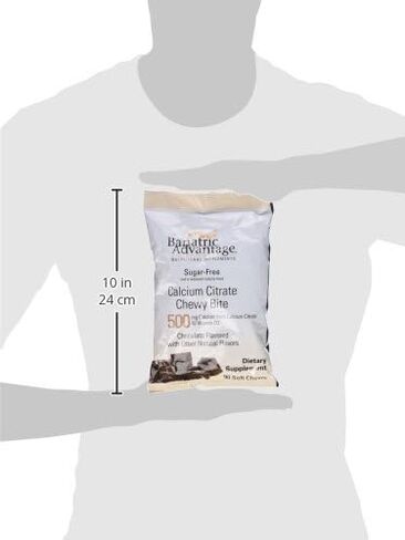 ميزة علاج السمنة، لدغات سيترات الكالسيوم القابلة للمضغ 500 ملغ مع فيتامين د3 لمرضى جراحة السمنة بما في ذلك تحويل مسار المعدة وتكميم المعدة، خالية من السكر - نكهة الشوكولاتة، 90 قطعة in Kuwait