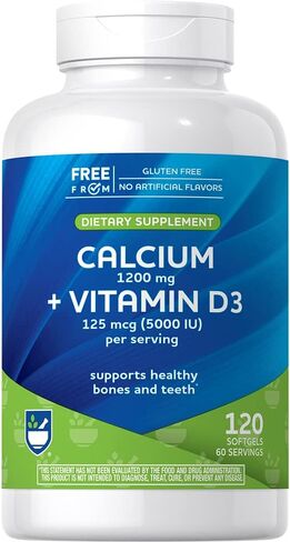 Rite Aid Calcium + Vitamin D3 Softgels, 120 Count, to Support Strong Bones and Immune Health, for Adults in Kuwait
