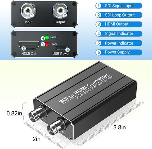 SDI to HDMI Adapter with SDI Loop Out, Automatically detects SD/HD/3G-SDI, Embedded Audio in Saudi Arabia