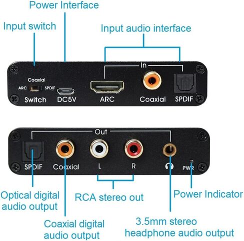 محول صوت رقمي بصري إلى تناظري، HDMI Arc إلى RCA، بصري، محول مستخرج صوت 3.5 مم، محوري/بصري إلى RCA، 3.5 مم in Kuwait