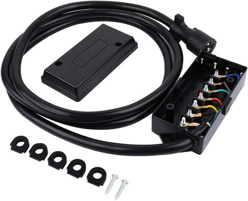 SCITOO 9 Feet 7 Way Plug Inline Trailer Cord with 7 Gang Junction Box, Auto 7 Pin Trailer Wiring Harness, 7 Way RV Style Trailer Plug Wiring for RV Trailers, Campers, Caravans, Trucks, ETL Listed in Saudi Arabia