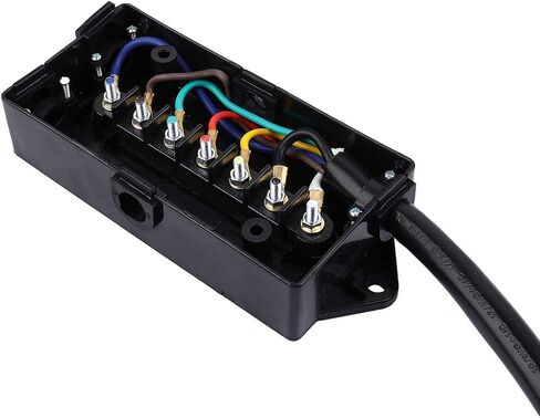 SCITOO 9 Feet 7 Way Plug Inline Trailer Cord with 7 Gang Junction Box, Auto 7 Pin Trailer Wiring Harness, 7 Way RV Style Trailer Plug Wiring for RV Trailers, Campers, Caravans, Trucks, ETL Listed in Saudi Arabia
