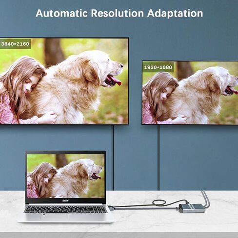 Basesailor HDMI Splitter 1 في 2 خارج 4 أقدام مع سلك من النوع C، كابل مقسم HDMI من الألومنيوم 4K للشاشات المزدوجة، محول مقسم HDMI بمنفذ أنثى مزدوج، محول عرض ممتد لـ HDTV HD، LED in Kuwait