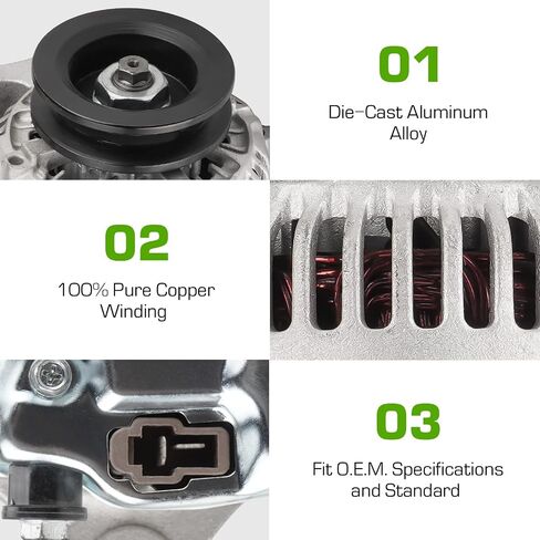 Alternator AND0214 Compatible with Kubota Tractor L2800 L3130 L3400 L3430 L4300 M4700 M4800 M4900 M5400 M5700 MX5000F 2.8L Diesel Engine 400-52172 in Saudi Arabia