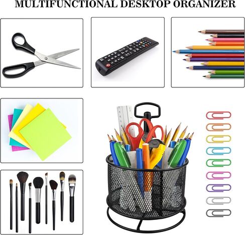 TONOS Large Pen Holder Pencil Holder for Desk, 360° Rotating Desktop Organizer Storage Caddy with 4 Compartments for Office Home School Supplies Collection. in Saudi Arabia