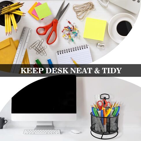 TONOS Large Pen Holder Pencil Holder for Desk, 360° Rotating Desktop Organizer Storage Caddy with 4 Compartments for Office Home School Supplies Collection. in Saudi Arabia