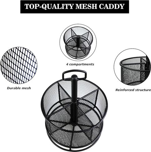 TONOS Large Pen Holder Pencil Holder for Desk, 360° Rotating Desktop Organizer Storage Caddy with 4 Compartments for Office Home School Supplies Collection. in Saudi Arabia