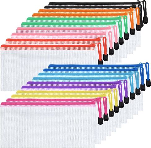 20pcs Mesh Zipper Pouch,Waterproof Zipper Bags,Plastic Zipper Pouches for Organizing,10 Colors Mesh Zipper Pouch Bags Multipurpose for Travel Storage Home Office Supplies(A4/13.5x9.5in) in Saudi Arabia