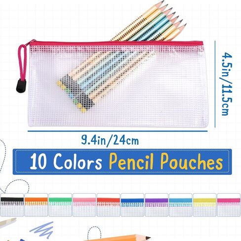 20pcs Mesh Zipper Pouch,Waterproof Zipper Bags,Plastic Zipper Pouches for Organizing,10 Colors Mesh Zipper Pouch Bags Multipurpose for Travel Storage Home Office Supplies(A4/13.5x9.5in) in Saudi Arabia