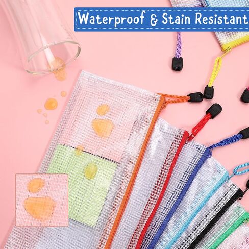 20pcs Mesh Zipper Pouch,Waterproof Zipper Bags,Plastic Zipper Pouches for Organizing,10 Colors Mesh Zipper Pouch Bags Multipurpose for Travel Storage Home Office Supplies(A4/13.5x9.5in) in Saudi Arabia