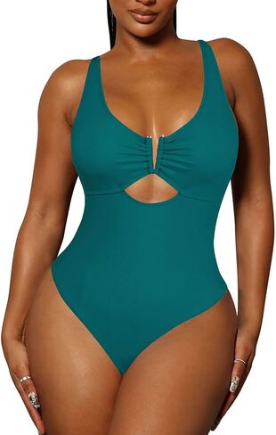 بدلة سباحة نسائية من قطعة واحدة من Viottiset للتحكم في البطن، بدلة استحمام بيكيني عالية القطع بدون ظهر in Kuwait