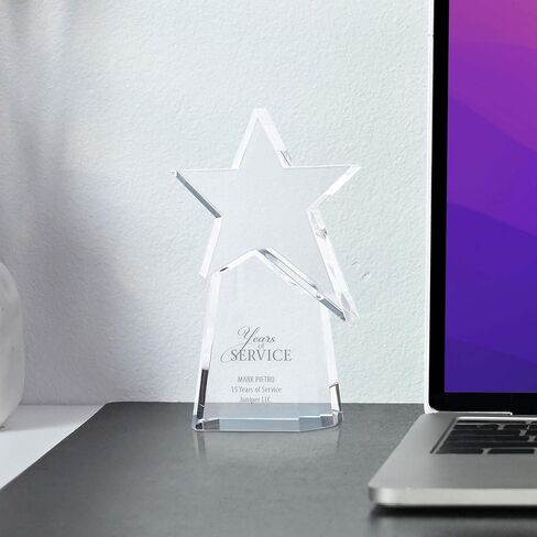Engraved Pillar of Success Crystal Trophy in Saudi Arabia