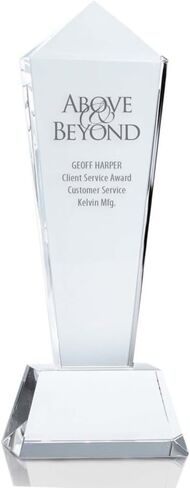 Engraved Pillar of Success Crystal Trophy in Saudi Arabia