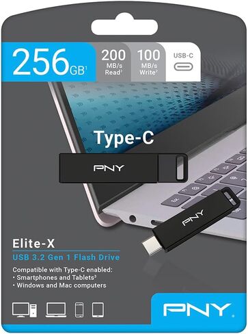 128GB PNY Elite-X Type-C USB 3.2 Gen 1 Flash Drive – 200MB/s Read, Ultra Fast Storage and File Transfers for Type-C Devices in Kuwait