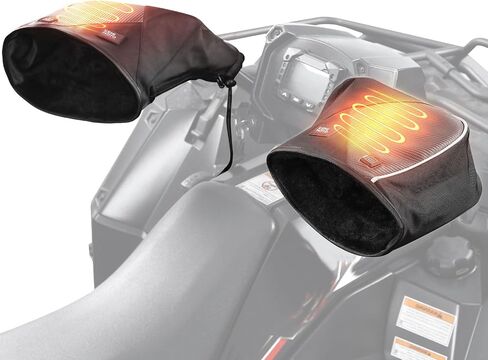 KEMIMOTO ATV Gloves Heated Snowmobile Handlebar Muffs, Water-Resistant/Front Wind-Breaking Winter Thermal Gloves for Men Women, Compatible with 12V Polaris Skidoo Arctic Cat Snowmobile in Saudi Arabia