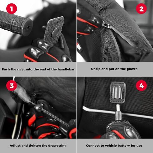 KEMIMOTO ATV Gloves Heated Snowmobile Handlebar Muffs, Water-Resistant/Front Wind-Breaking Winter Thermal Gloves for Men Women, Compatible with 12V Polaris Skidoo Arctic Cat Snowmobile in Saudi Arabia