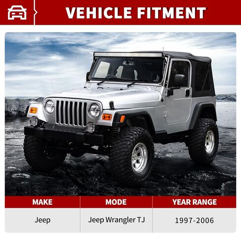 YITAMOTOR LED Light Bar 52 بوصة Light Bar متوافق مع 1997-2006 Jeep Wrangler TJ مع دعامات تثبيت وتشغيل / إيقاف تشغيل الأسلاك تسخير 300W Spot Flood Combo Off Road Lights 12V in Saudi Arabia