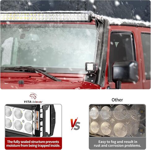 YITAMOTOR LED Light Bar 52 بوصة Light Bar متوافق مع 1997-2006 Jeep Wrangler TJ مع دعامات تثبيت وتشغيل / إيقاف تشغيل الأسلاك تسخير 300W Spot Flood Combo Off Road Lights 12V in Saudi Arabia