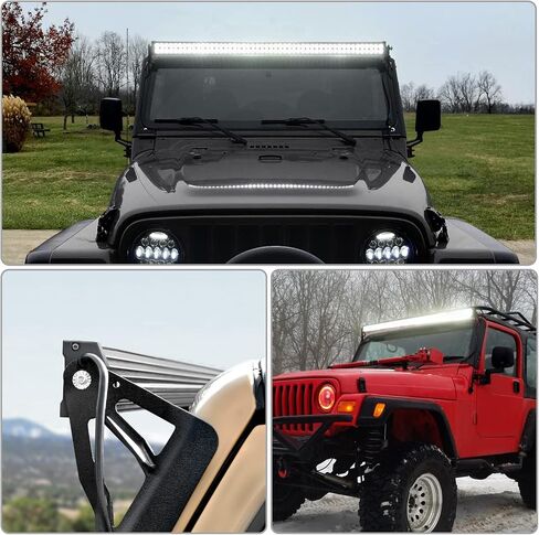 YITAMOTOR LED Light Bar 52 بوصة Light Bar متوافق مع 1997-2006 Jeep Wrangler TJ مع دعامات تثبيت وتشغيل / إيقاف تشغيل الأسلاك تسخير 300W Spot Flood Combo Off Road Lights 12V in Saudi Arabia