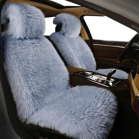 Big Ant Sheepskin Seat Covers, Sleek Design Full Size Car Seat Pad Soft Long Wool Warm Seat Cushion Cover Winter Protector, Universal Fit for Cars Driver Office Home Chair(Beige) in Kuwait