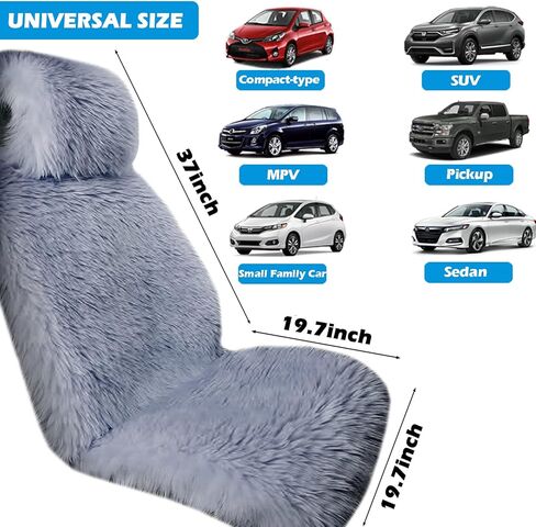 Big Ant Sheepskin Seat Covers, Sleek Design Full Size Car Seat Pad Soft Long Wool Warm Seat Cushion Cover Winter Protector, Universal Fit for Cars Driver Office Home Chair(Beige) in Kuwait
