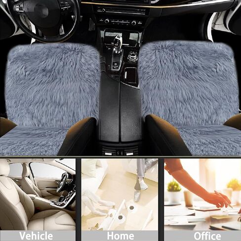 Big Ant Sheepskin Seat Covers, Sleek Design Full Size Car Seat Pad Soft Long Wool Warm Seat Cushion Cover Winter Protector, Universal Fit for Cars Driver Office Home Chair(Beige) in Kuwait