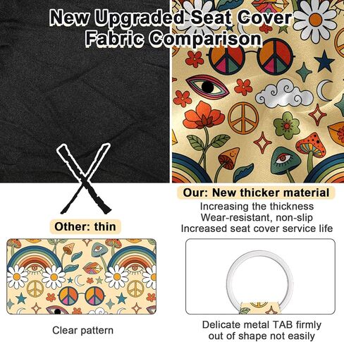 Riakrum 10 Pcs Car Seat Cover Daisy Rear Front Seat Protector Steering Wheel Cover Seat Belt Cover Armrest Pad Cup Mat Keychain Wrist Strap Car Accessories (Daisy Style) in Saudi Arabia