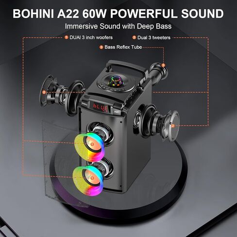 Bluetooth Speaker, 80W(Peak) Wireless Portable Big Speakers with Subwoofer, TWS Pairing and Led Lights, Loud Stereo Sound, EQ, Booming Bass, Outdoor Boombox Bluetooth 5.0 for Gifts Home Party Camping in Saudi Arabia