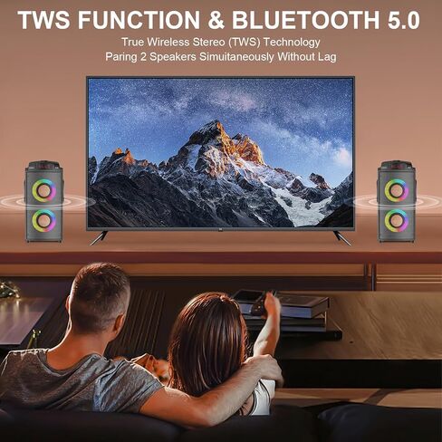 Bluetooth Speaker, 80W(Peak) Wireless Portable Big Speakers with Subwoofer, TWS Pairing and Led Lights, Loud Stereo Sound, EQ, Booming Bass, Outdoor Boombox Bluetooth 5.0 for Gifts Home Party Camping in Saudi Arabia