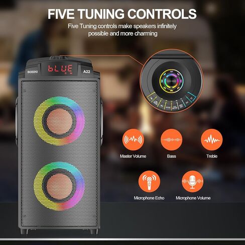 Bluetooth Speaker, 80W(Peak) Wireless Portable Big Speakers with Subwoofer, TWS Pairing and Led Lights, Loud Stereo Sound, EQ, Booming Bass, Outdoor Boombox Bluetooth 5.0 for Gifts Home Party Camping in Saudi Arabia