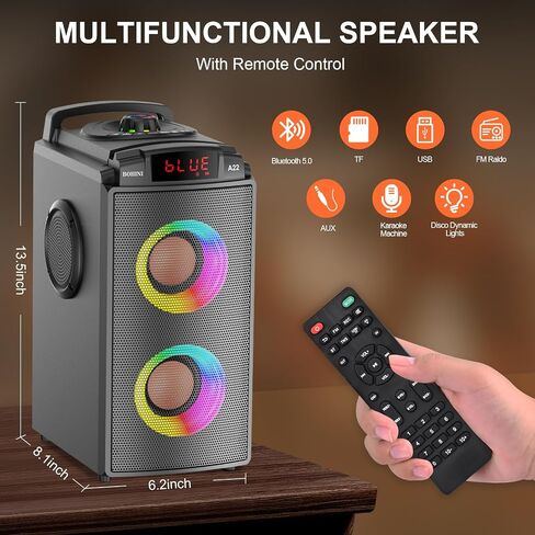 Bluetooth Speaker, 80W(Peak) Wireless Portable Big Speakers with Subwoofer, TWS Pairing and Led Lights, Loud Stereo Sound, EQ, Booming Bass, Outdoor Boombox Bluetooth 5.0 for Gifts Home Party Camping in Saudi Arabia