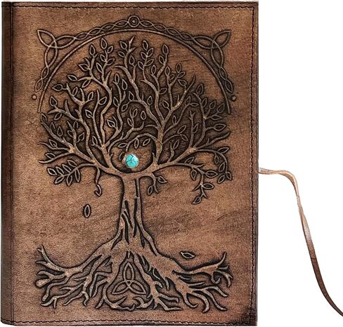 jaald 8" Large Leather Journal Handmade Tree of Life Leather Bound A5 Notebook Refillable Diary with Lined Paper Notepad Sketcbook with Stone for women and men Writing pad Gift for Artist Sketch in Kuwait
