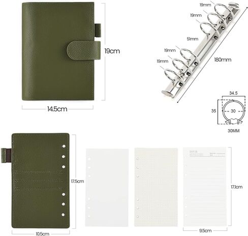 منظم حلقات شخصية من الجلد المحبب بالكامل مع دفتر يوميات بحلقات 30 مم in Kuwait