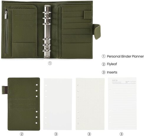 منظم حلقات شخصية من الجلد المحبب بالكامل مع دفتر يوميات بحلقات 30 مم in Kuwait