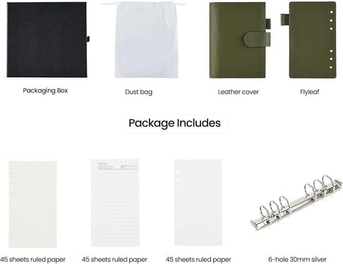 منظم حلقات شخصية من الجلد المحبب بالكامل مع دفتر يوميات بحلقات 30 مم in Kuwait