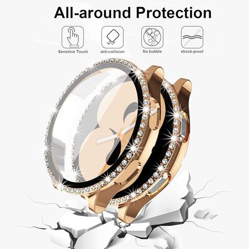 3 عبوات Colaxuyi لساعة Samsung Galaxy Watch 4 مقاس 44 مم مع واقي شاشة من الزجاج المقوى، غطاء حماية كامل من البولي كربونات الصلب الماسي الكريستالي لملحقات Galaxy Watch 4 مقاس 44 مم in Kuwait