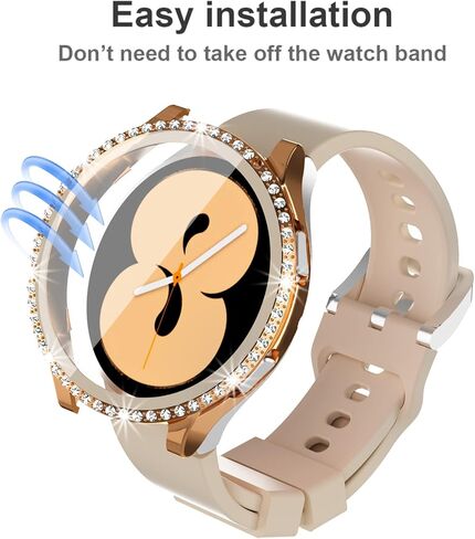 3 عبوات Colaxuyi لساعة Samsung Galaxy Watch 4 مقاس 44 مم مع واقي شاشة من الزجاج المقوى، غطاء حماية كامل من البولي كربونات الصلب الماسي الكريستالي لملحقات Galaxy Watch 4 مقاس 44 مم in Kuwait