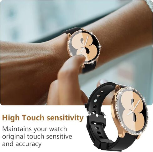 3 عبوات Colaxuyi لساعة Samsung Galaxy Watch 4 مقاس 44 مم مع واقي شاشة من الزجاج المقوى، غطاء حماية كامل من البولي كربونات الصلب الماسي الكريستالي لملحقات Galaxy Watch 4 مقاس 44 مم in Kuwait