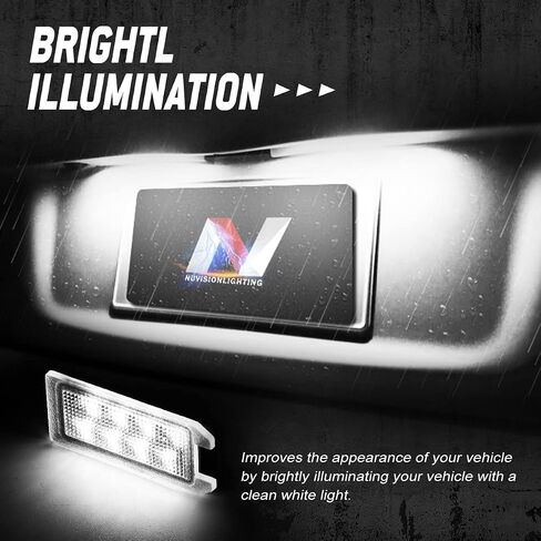 NVL-LPL-027 Pair of Black Housing/Clear Lens LED License Plate Lights Compatible with Viper 2015-2017 / Grand Cherokee 2014-2020 in Saudi Arabia