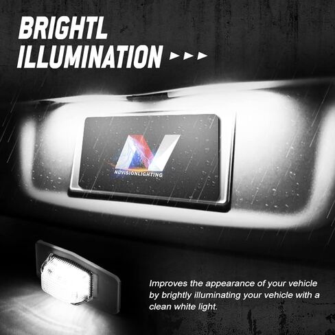 NVL-LPL-027 زوج من غطاء أسود/أضواء لوحة ترخيص LED بعدسة شفافة متوافقة مع Viper 2015-2017 / Grand Cherokee 2014-2020 in Kuwait